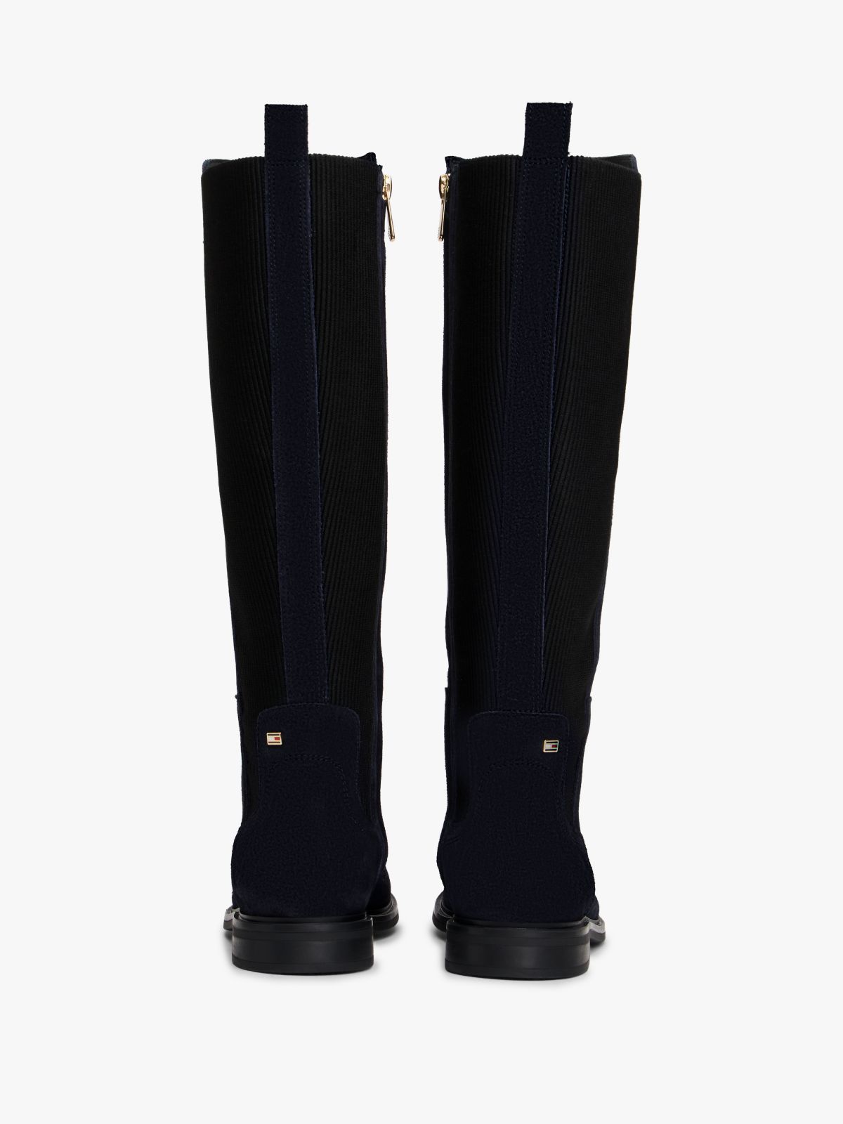 Suede Knee-High Boots — Blue