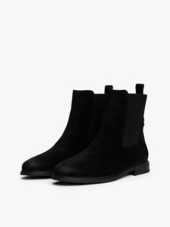 Suede Enamel Flag Chelsea Boots — Black 2