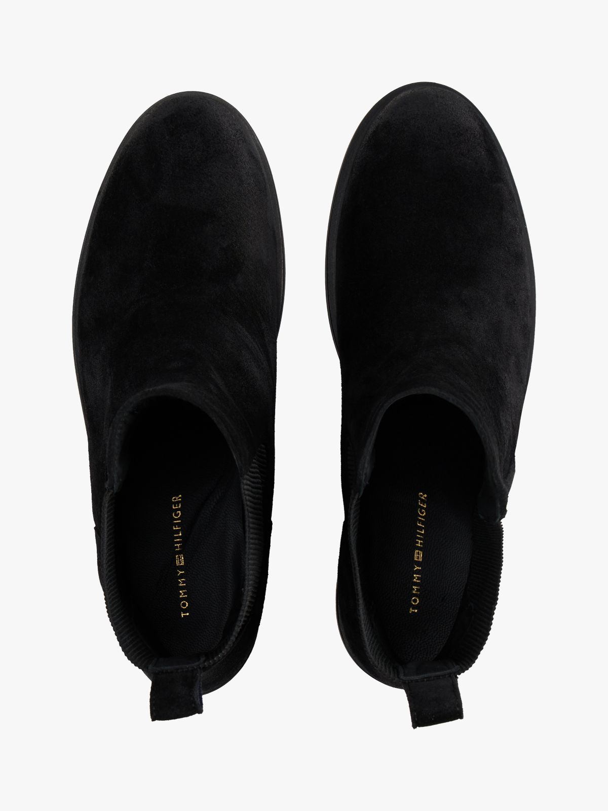 Suede Enamel Flag Chelsea Boots — Black