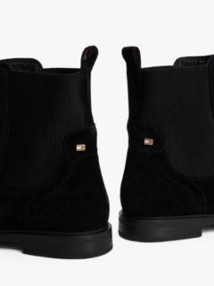 Suede Enamel Flag Chelsea Boots — Black 6
