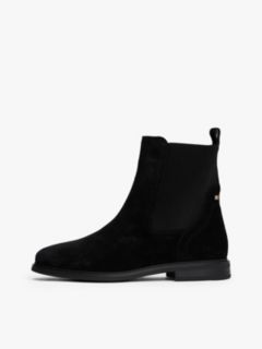 Suede Enamel Flag Chelsea Boots — Black 7