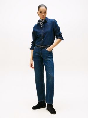 schwarz chelsea-boot aus wildleder mit emaille-flag für damen - tommy hilfiger