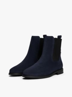 Suede Enamel Flag Chelsea Boots — Blue 2