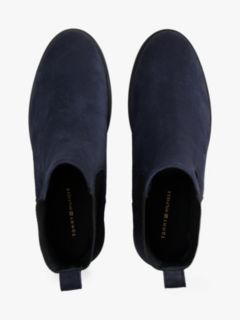 Suede Enamel Flag Chelsea Boots — Blue 3