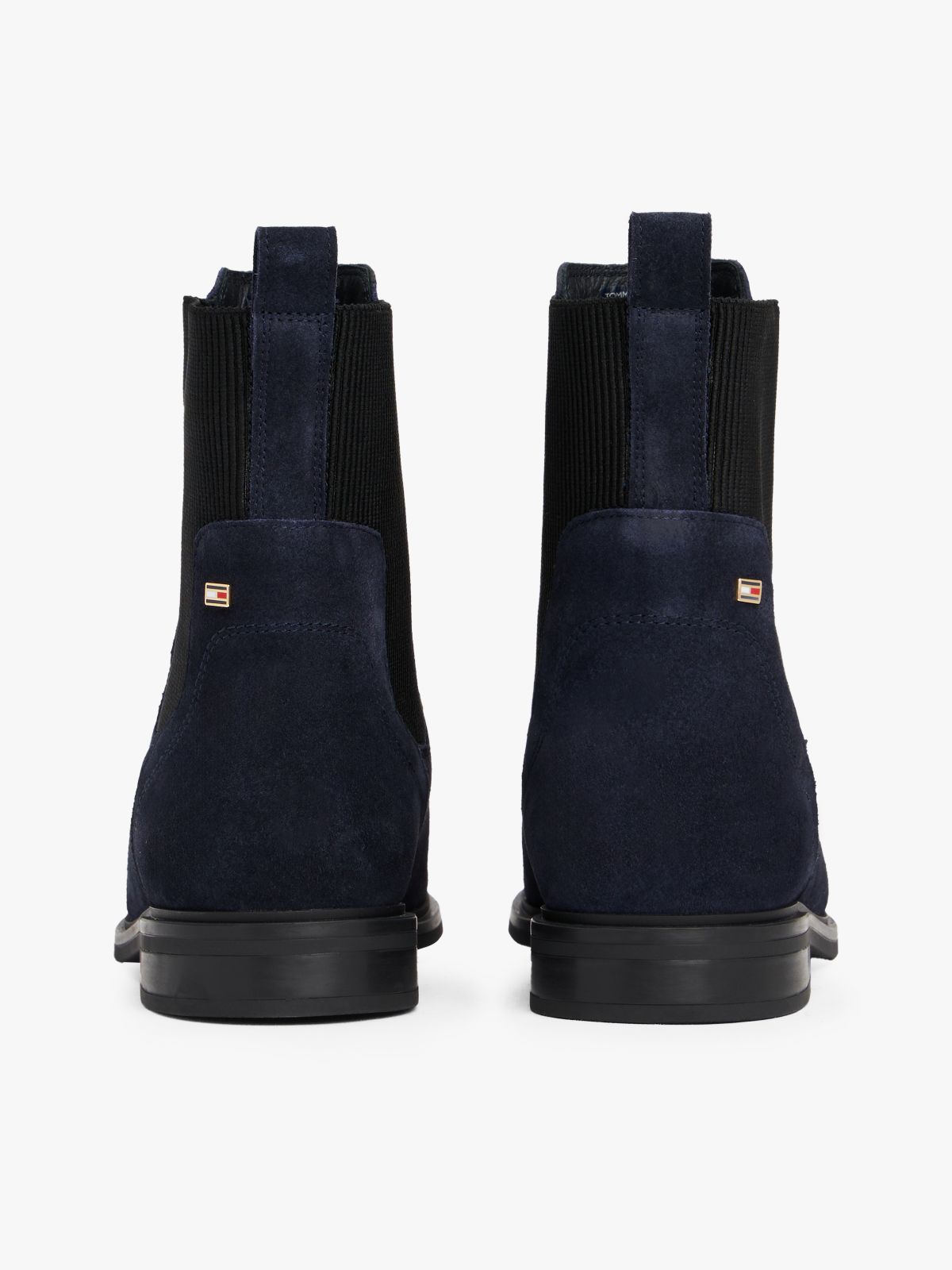 Suede Enamel Flag Chelsea Boots — Blue