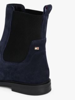 Suede Enamel Flag Chelsea Boots — Blue 6