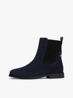 Suede Enamel Flag Chelsea Boots — Blue 7