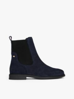 Suede Enamel Flag Chelsea Boots — Blue 1