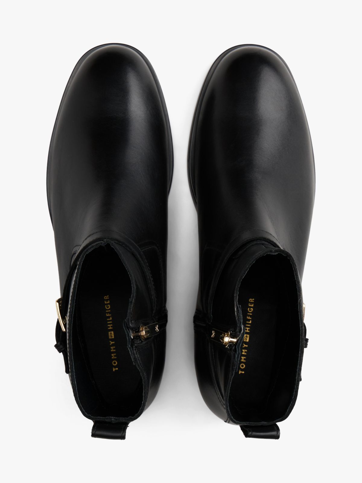Leather Buckle Riding Boots — Black