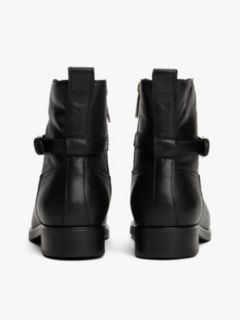 Leather Buckle Riding Boots — Black 4