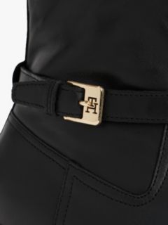 Leather Buckle Riding Boots — Black 6