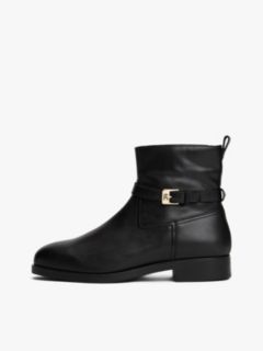 Leather Buckle Riding Boots — Black 7