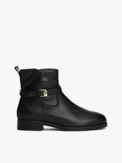 Leather Buckle Riding Boots — Black 1