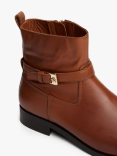 Leather Buckle Riding Boots — Brown 6
