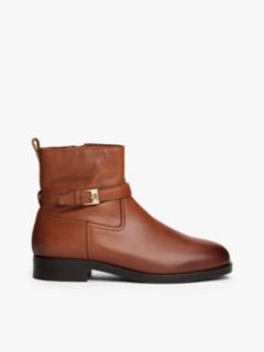 Leather Buckle Riding Boots — Brown 1