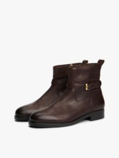 Leather Buckle Riding Boots — Brown 2