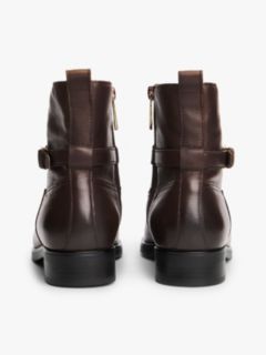 Leather Buckle Riding Boots — Brown 4