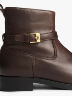 Leather Buckle Riding Boots — Brown 6