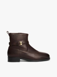 Leather Buckle Riding Boots — Brown 1