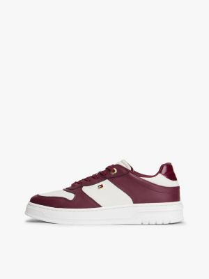 zapatillas de piel con suela cupsole roja de mujeres tommy hilfiger
