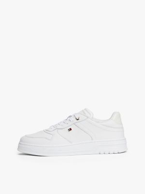 baskets en cuir à semelle cuvette blanc pour femmes tommy hilfiger