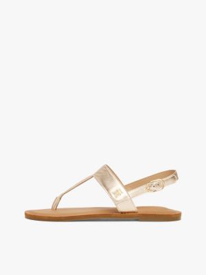 meerdere kleuren sandaal van metallic leer met slingback voor dames - tommy hilfiger