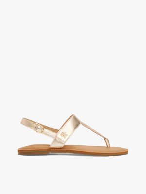 meerdere kleuren sandaal van metallic leer met slingback voor dames - tommy hilfiger