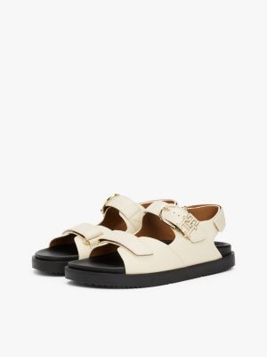 multi th monogram leather cleat sandals for women tommy hilfiger