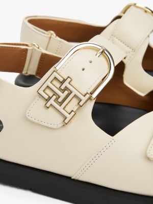 multi th monogram leather cleat sandals for women tommy hilfiger