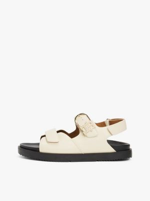 multi th monogram leather cleat sandals for women tommy hilfiger