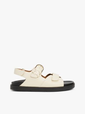 multi th monogram leather cleat sandals for women tommy hilfiger