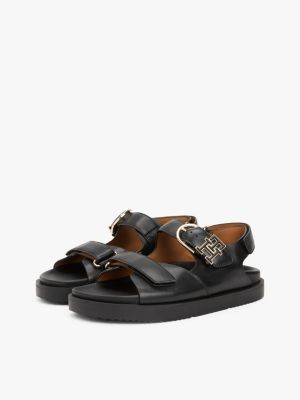 multi th monogram leather cleat sandals for women tommy hilfiger