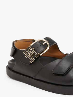 multi th monogram leather cleat sandals for women tommy hilfiger