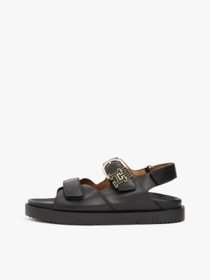 multi th monogram leather cleat sandals for women tommy hilfiger