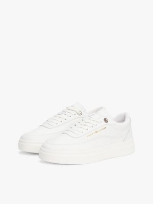 white leather platform court trainers for women tommy hilfiger