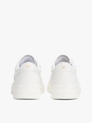 white leather platform court trainers for women tommy hilfiger