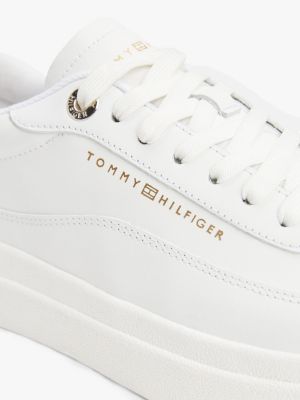 white leather platform court trainers for women tommy hilfiger