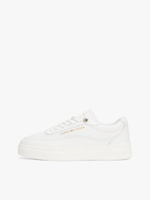 white leather platform court trainers for women tommy hilfiger