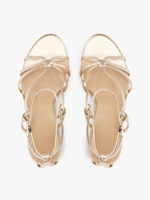 beige th monogram metallic wedge sandals for women tommy hilfiger