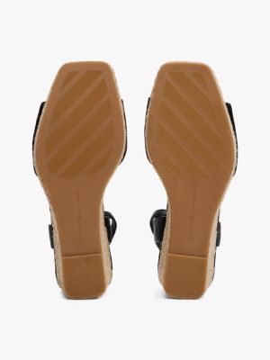 multi th monogram leather wedge sandals for women tommy hilfiger