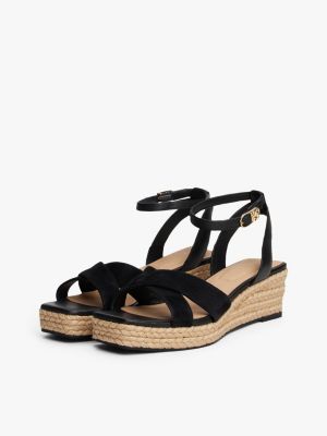 multi th monogram leather wedge espadrilles for women tommy hilfiger