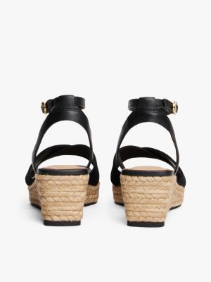 multi th monogram leather wedge espadrilles for women tommy hilfiger