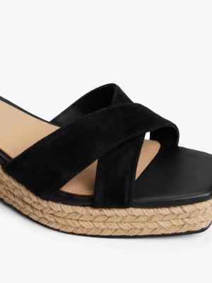 multi th monogram leather wedge espadrilles for women tommy hilfiger