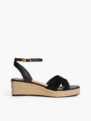 multi th monogram leather wedge espadrilles for women tommy hilfiger