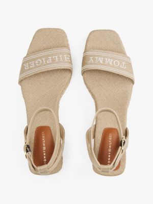 beige hilfiger monotype espadrilles mit keilabsatz für damen - tommy hilfiger