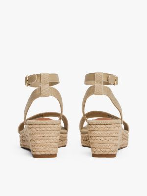 espadrillas hilfiger monotype con suola alta beige da donne tommy hilfiger