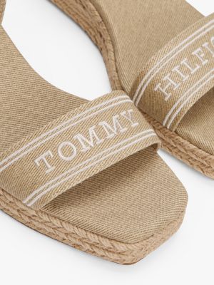 espadrillas hilfiger monotype con suola alta beige da donne tommy hilfiger