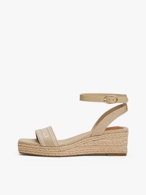 beige hilfiger monotype espadrilles mit keilabsatz für damen - tommy hilfiger