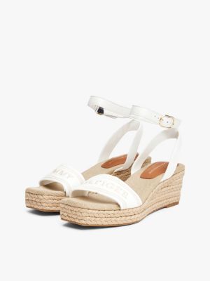 espadrillas hilfiger monotype con suola alta bianco da donne tommy hilfiger