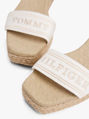 espadrillas hilfiger monotype con suola alta bianco da donne tommy hilfiger